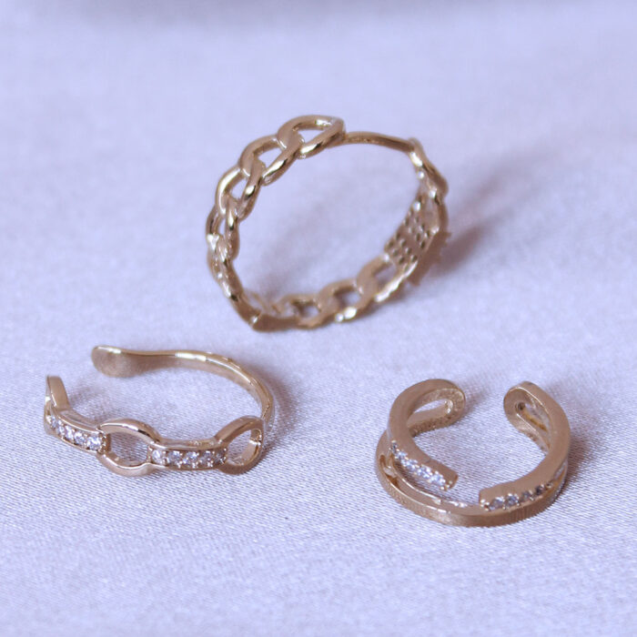 Zirkon Taşlı Zincir Model Küpe Seti