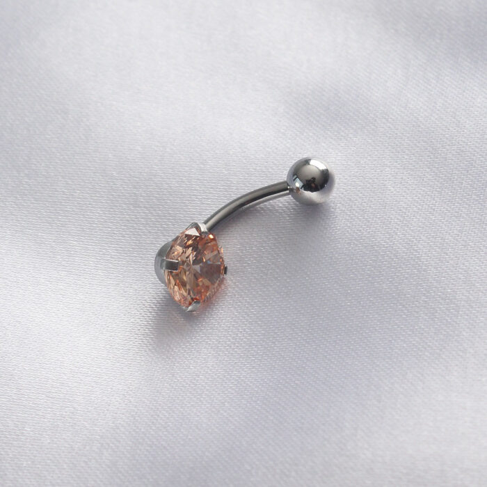 316L Cerrahi Çelik Zirkon Taşlı Toplu Göbek Piercing