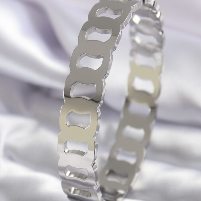 316L Çelik Gümüş Renk Geçme Halka Model Kadın Kelepçe