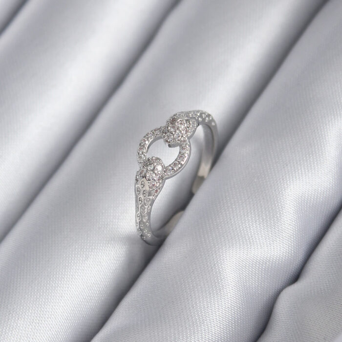 Pirinç Gümüş Renk Zirkon Taşlı Yılan Model Kadın Yüzük