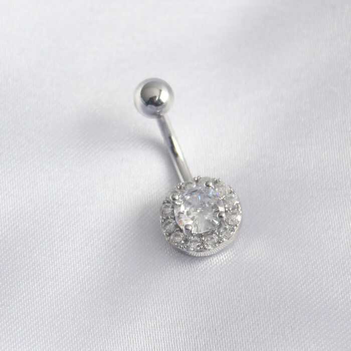 316L Cerrahi Çelik Zirkon Taşlı Kadın Göbek Piercing