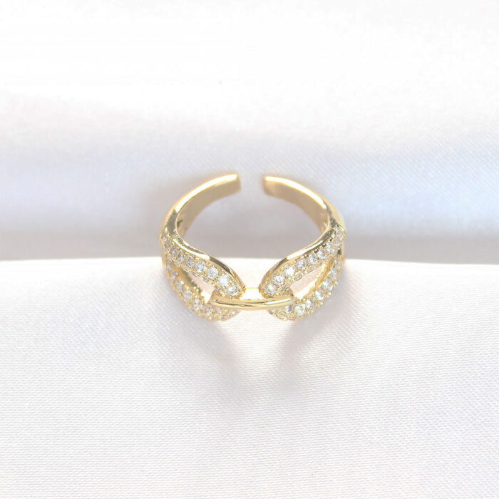 Zirkon Taşlı Gold Renk Ayarlanabilir Yüzük