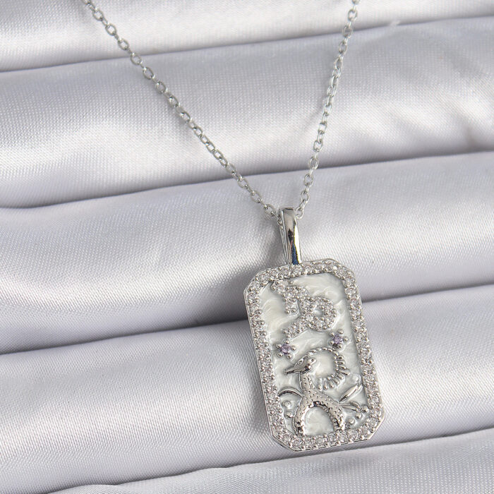 316L Çelik Gümüş Renk Zincir Oğlak Burcu Zirkon Taşlı Kadın Kolye