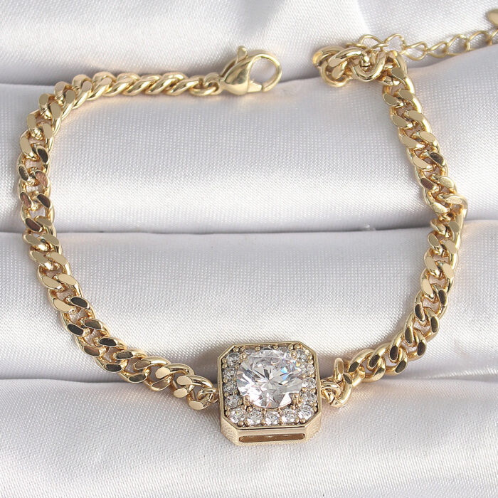 Pirinç Gold Renk Kare Zirkon Taşlı Xuping Exclusive VIP Seri Kadın Bileklik