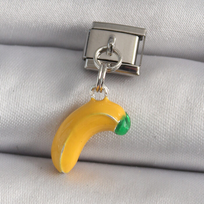 316L Çelik Gümüş Renk Sallantı Muz Model Nomination Charm