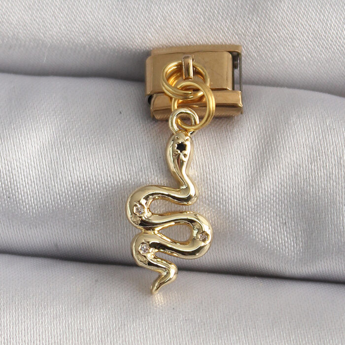 316L Çelik Gold Renk Sallantı Yılan Model Nomination Charm