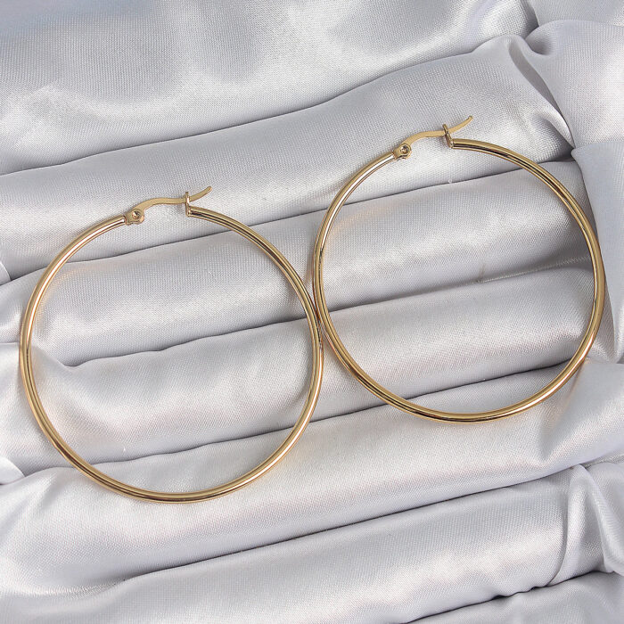 316 Çelik Gold Renk 53 mm Halka Model Kadın Küpe