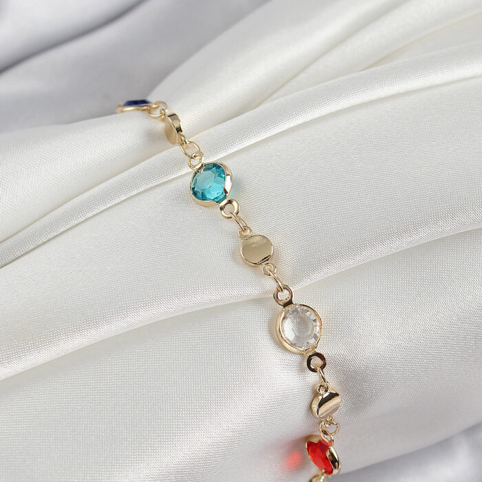 Pirinç Karışık Renk Zirkon Taşlı Gold Renk Kadın Bileklik