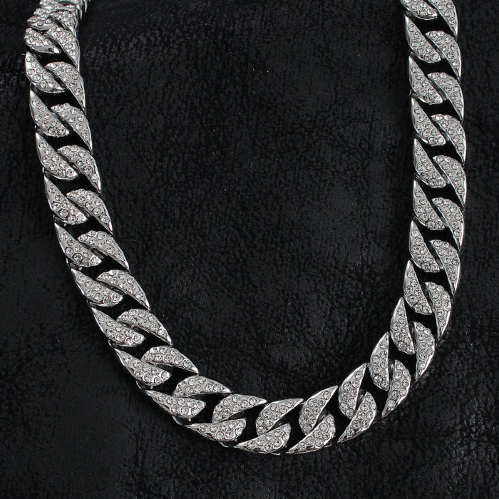 Pirinç Zirkon Taşlı Cuba Gurmet Model Gümüş Renk Erkek Kolye