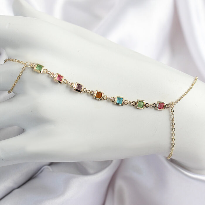 Pirinç Renkli Kare Zirkon Taşlı Y Model Gold Renk Kadın Şahmeran