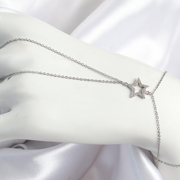 Pirinç Zirkon Taşlı Yıldız Model Gümüş Renk Kadın Şahmeran