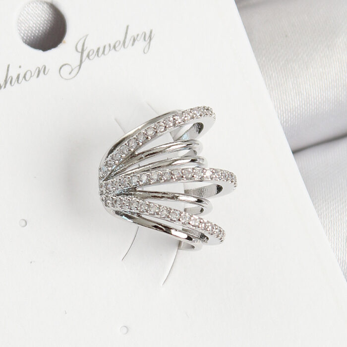 Pirinç Zirkon Taşlı Yay Model Gümüş Renk Sağ Kıkırdak Küpe