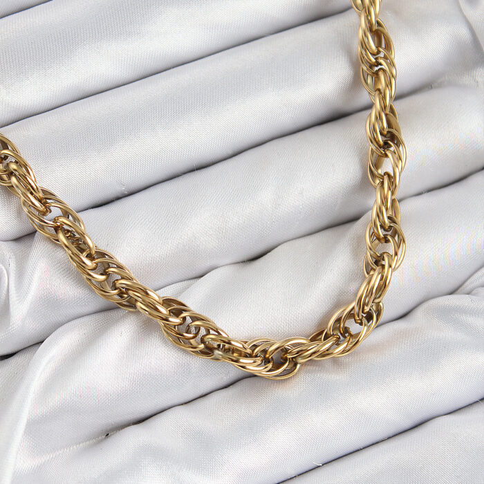 316L Çelik Halat Model Gold Renk Kadın Kolye