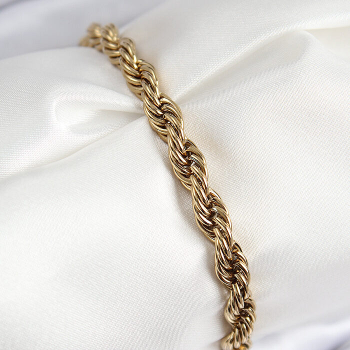 316L Çelik Klasik Burgu Zincir Model Gold Renk Kadın Bileklik