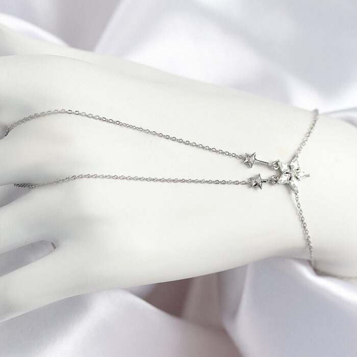 Pirinç Zirkon Taşlı Yıldız Model Gümüş Renk Şahmeran