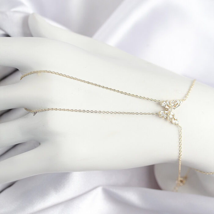 Pirinç Zirkon Taşlı Kelebek Model Gold Renk Şahmeran