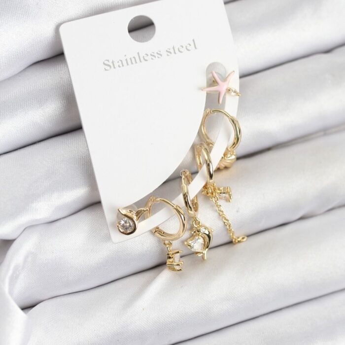 Pirinç Gold Renk Set Küpe