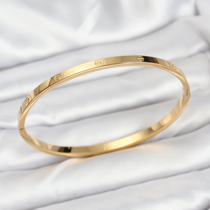 316L Çelik Gold Renk 65 mm İnce Kadın Kelepçe Bileklik