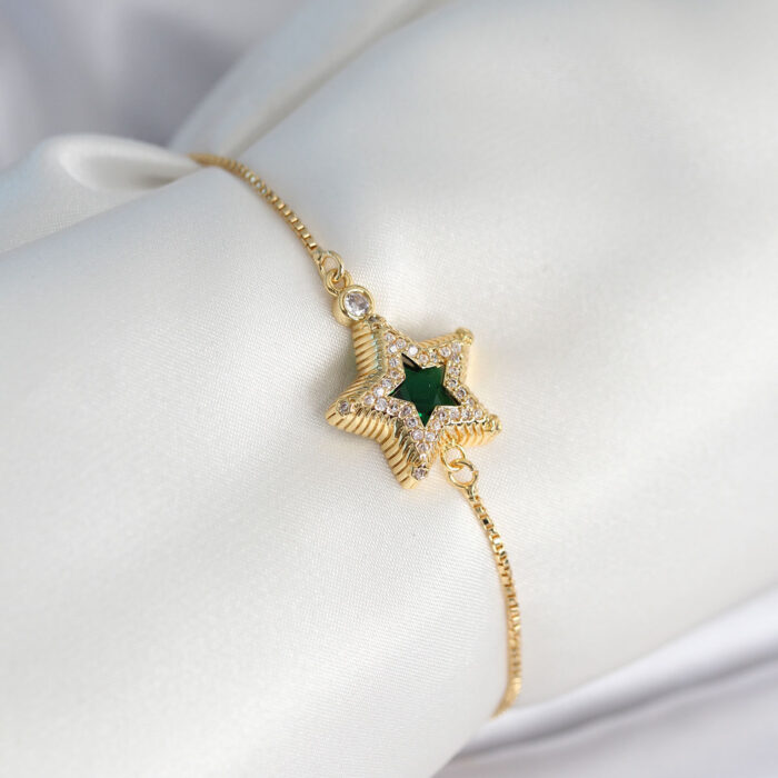 Yıldız Model Asansörlü Gold Renk Kadın Bileklik