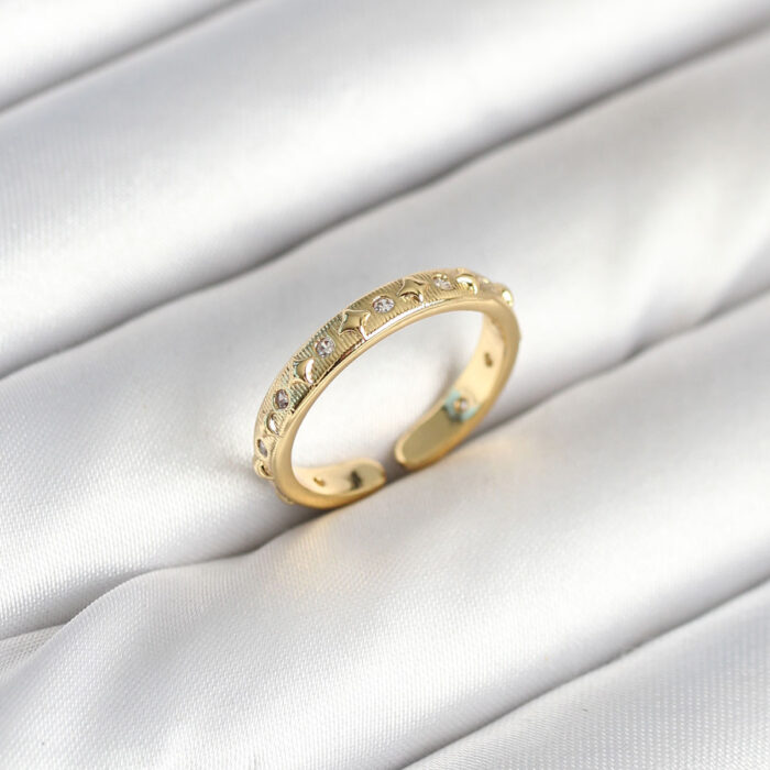 Pirinç Gold Renk Zirkon Taşlı Kadın Yüzük