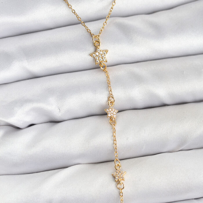 316L Çelik Zincir Gold Renkli Yıldız Model Kadın Y Kolye