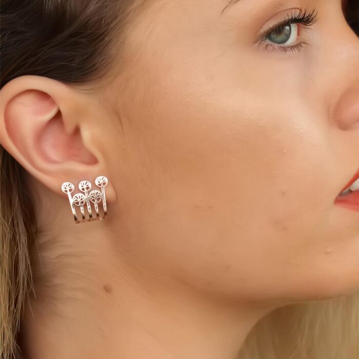 Rose Renk Ağaçlı Bayan Küpe