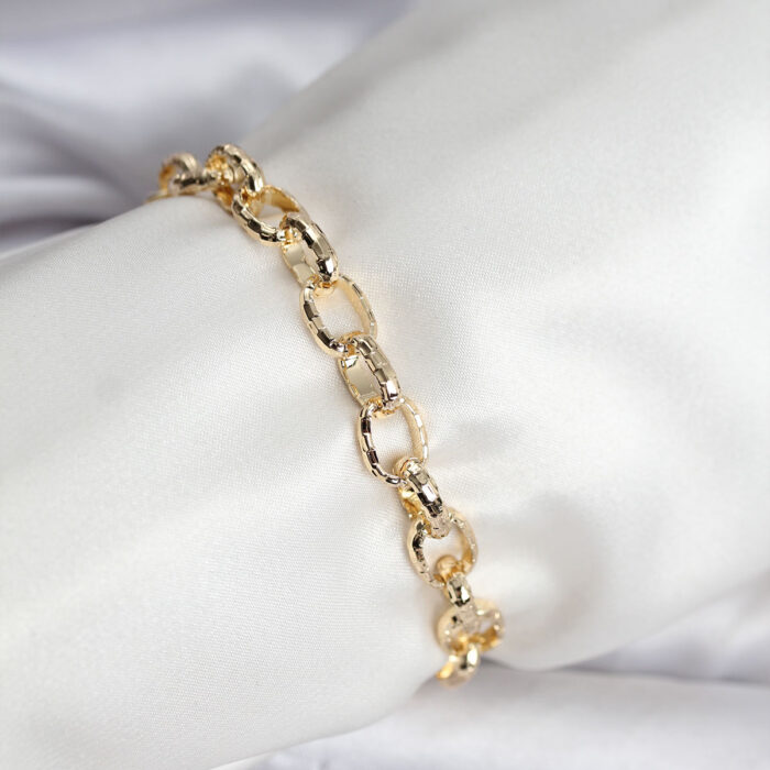 14K Gold Renk Kaplama Lazerli Zincir Model CM Kadın Bileklik