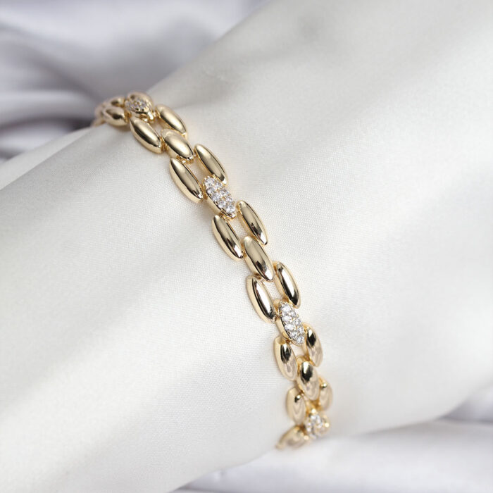 14K Gold Renk Kaplama Zirkon Taşlı Model CM Kadın Bileklik