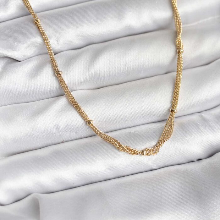 14K Gold Renk Kaplama Topçuk Zincirli Model CM Kadın Kolye