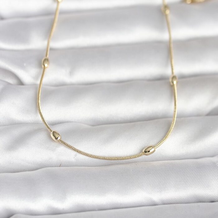 CM 14K Gold Renk Yılan Zincirli Damla Topçuk Model 60 cm Kadın Kolye