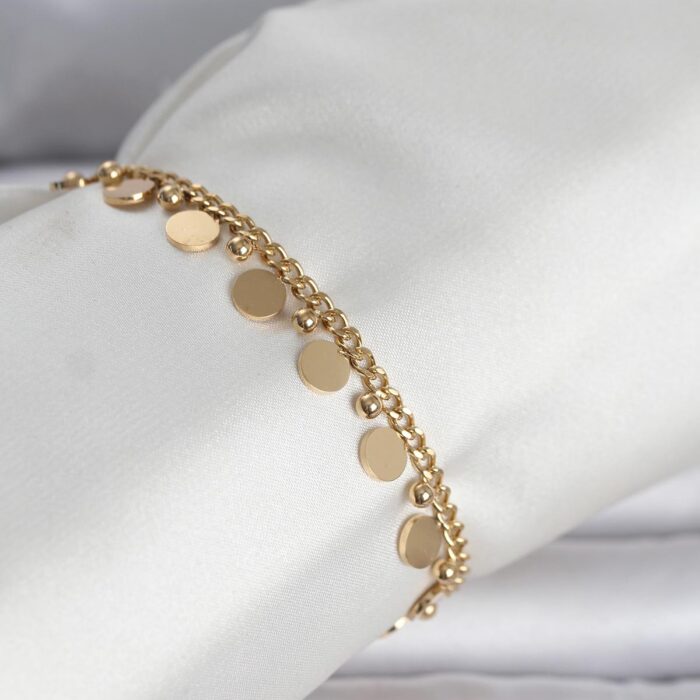 316L Çelik Gold Renk Pullu Model Kadın Bileklik
