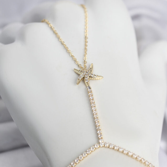 Gold Renk Pirinç Zirkon Taşlı Deniz Yıldızı Model Şahmeran