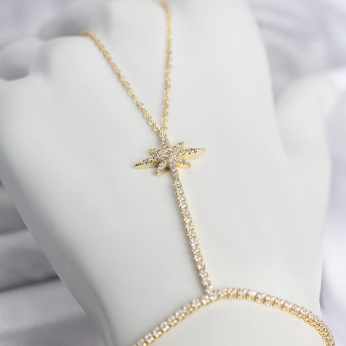 Pirinç Gold Renk Zirkon Taşlı Kutup Yıldızı Model Şahmeran